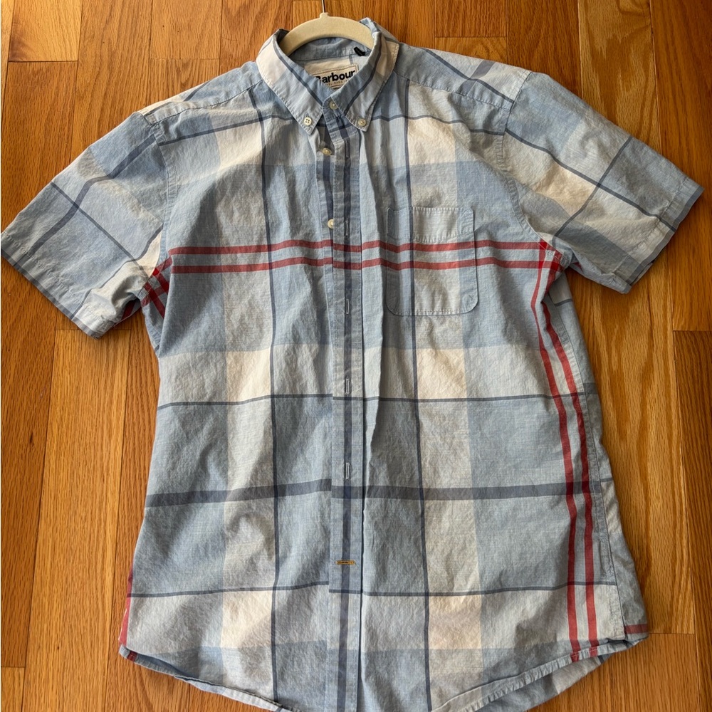 Barbour Light Blue and Red Checkered Men's Shirt